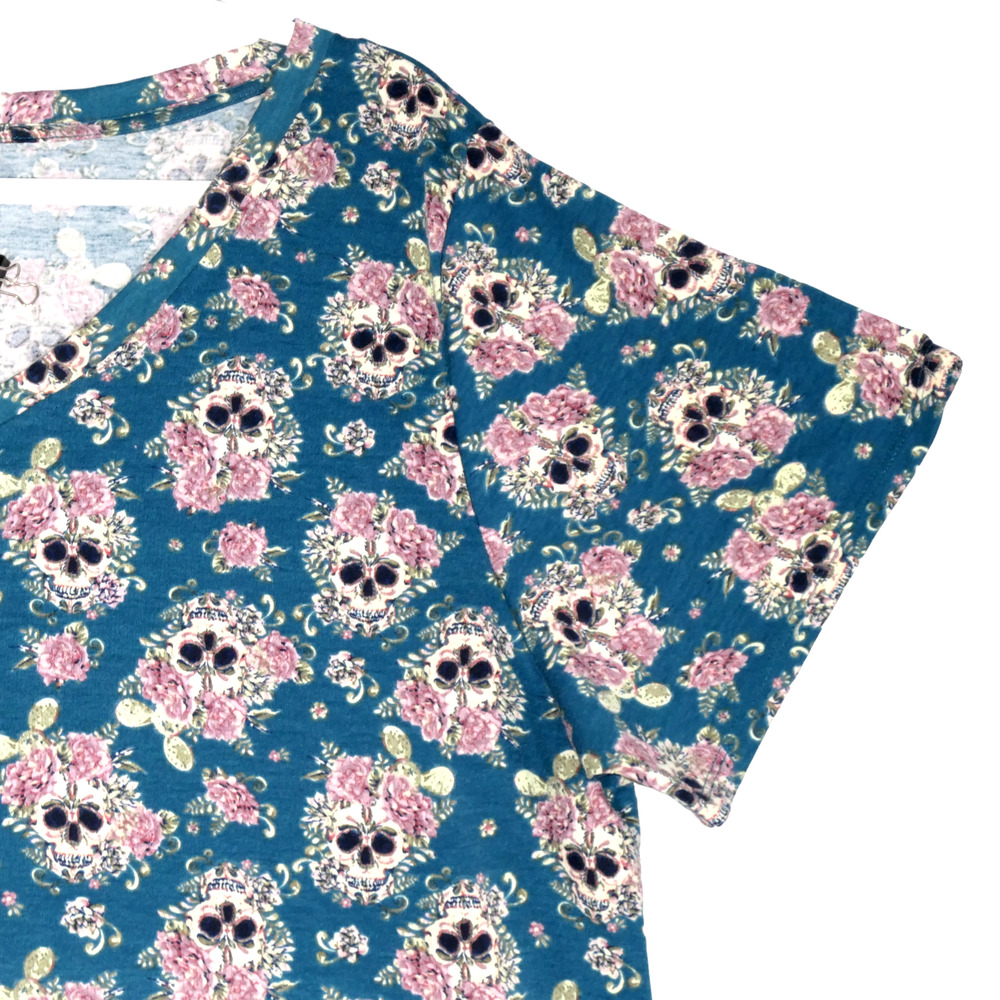 LuLaRoe Whimsigoth Skull Floral Tunic Tee Womens 3X Indie Femme Y2K Dark - Picture 7 of 8